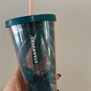 Starbucks Teal and Pink Floral Tumbler